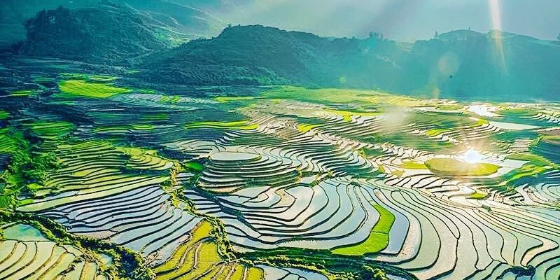 Bức tranh tuyệt vời của mùa nước đổ Tây Bắc